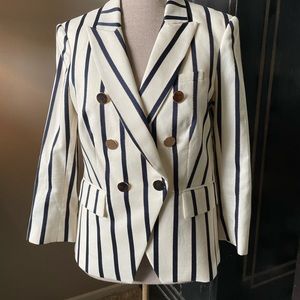 Veronica Beard Empire striped dickie jacket in navy and cream size 6.